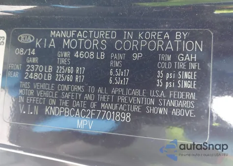2015 Kia Sportage Lx from USA, damaged, VIN KNDPBCAC2F7701898